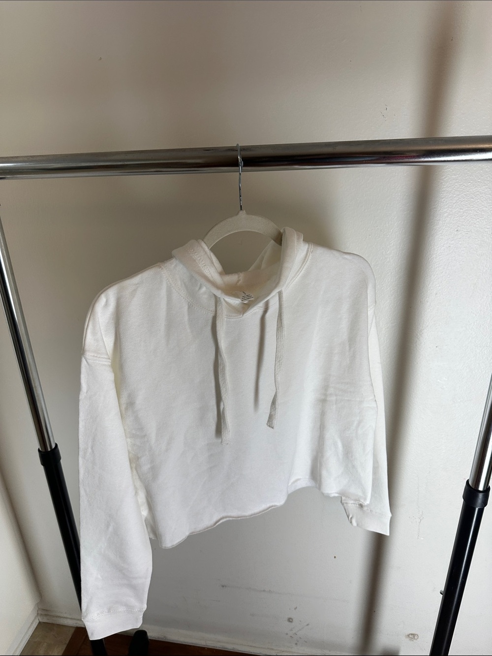Kids White Cropped Hoodie Sweatshirt with Drawstring